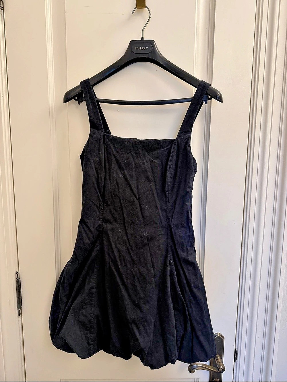 2025 Abercrombie & Fitch Squareneck Bubble Hem Mini Dress Black Medium